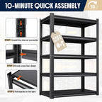 Heavy Duty Metal Garage Shelving Unit, 71.2" H x 35.4" W x 16" D, 5-Tier Adjustable Storage Shelves for Garage Storage, Standing Shelf Unit & Shelves Organizer for Home, Warehouse, Workshop