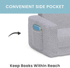 Delta Children Cozee Flip-Out Sherpa 2-in-1 Convertible Chair to Lounger for Kids, Grey