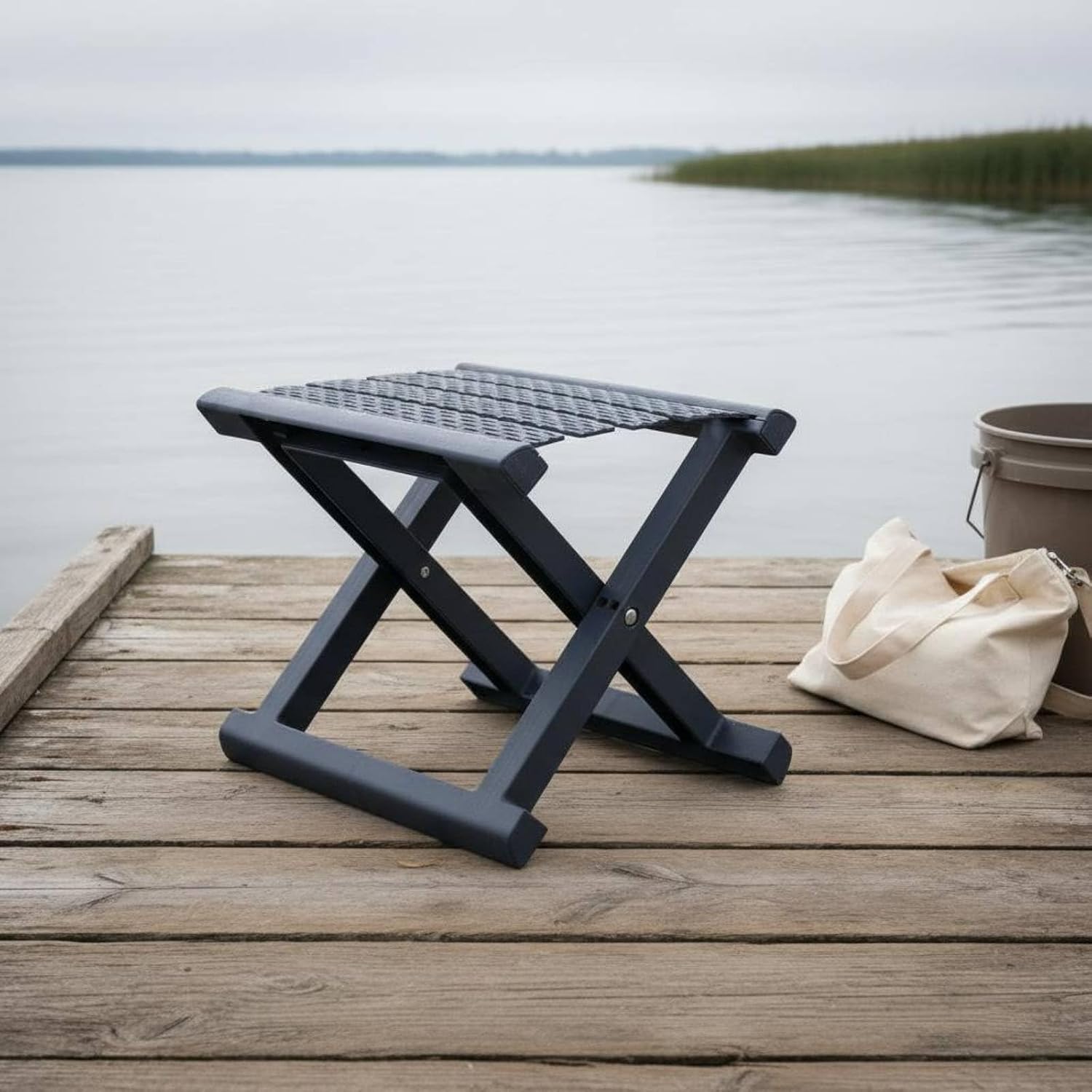 kowaku Foldable Seat Portable Folding Stool Chair Travel Stool Lightweight Hand Carry Design Rugged PP Body Water Resistant Finish Suitable for Camping Hiking Fishing Dorm Room Garden, Yellow