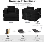 37.4in Convertible Sofa Bed, Corduroy Boneless Couch Bed, Futon Sleeper Sofa Pull Out Bed, Foldable Couch for Living Room Apartment, No Assembly Required