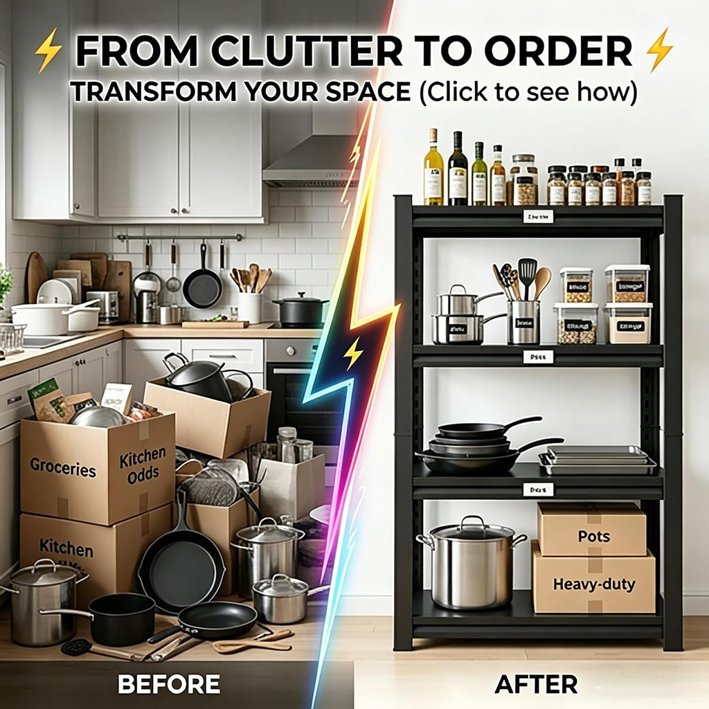 Kitchen Shelf Organizer & Pantry Shelving, 5-Tier Adjustable Metal Bakers Rack, Heavy Duty Storage Unit for Home Organization, Microwave Stand, Utility Rack for Closet (5-31"W X 12"D X 59"H)