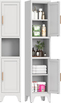 67" H Tall Bathroom Storage Cabinet with 2 Doors ＆Adjustable Shelves,Narrow Metal Cabinet with Open Countertop,Narrow Storage Unit for Small Space,Bathrooms,Entryway,Kitchen- Assembly Required(White)