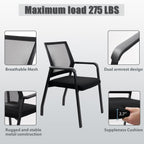 KLASIKA Desk Chair No Wheels, Arm Chair with Ergonomic Lumbar Support and Thickened Seats Cushion, Waiting Room Chairs for Office School Church Guest Reception, 8 Pack Black