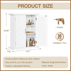 VECELO Freestanding Bathroom Storage Cabinet, Small Floor Cabinet with Doors and Adjustable Shelves, for Kitchen, Living Room, Laundry Room, Entryway, 21.1 x 8.78 x 24.02 Inches, White