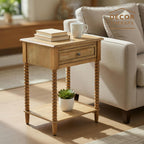 Decor Therapy Preston Traditional Single Drawer Side Table, Classic Bedside End Table with Lower Shelf, Seadrift