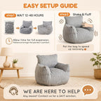 Bean Bag Chair - Plush Faux Fur Floor Seating Furniture Bean Bag Chair for Living Room, Bedroom, Playroom (2.5FT Stripe Grey)