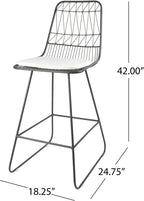 GDFStudio Christopher Knight Home Lilith Counter Stools, 26" Seats, Modern, Geometric, Gray Iron Frames with Ivory Cushion (Set of 2)