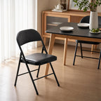 6 Pack Black Folding Chairs with Padded Seats,Portable & Stackable Dining Chairs Sets with Steel Frame, Portable Folding Chairs for Outside, Office Events, Weddings, Pu Leather