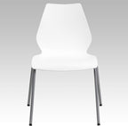 Flash Furniture Hercules Series Modern Plastic Stacking Event/Waiting Room Chairs, Ergonomic Lobby Chairs with Contoured Seats, Set of 5, White/Silver
