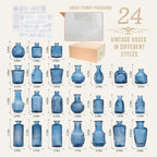 24PCS Mini Bud Vases As Wedding Centerpieces for Tables,Clear Bud Vases for Flowers,Small Flower Vases Suitable for Birthday Party,Anniversary,Wedding Reception,Baby Shower (Blue, 24PCS)