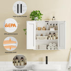 Homleke Bathroom Wall Cabinet, Over Toilet Storage Cabinet with Barn Doors and Adjustable Shelves, 3-Tier Medicine Cabinet Wall Mounted, for Bathroom, Kitchen, Entryway, Laundry Room, White, (7.9" D)