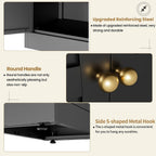 Kitchen Pantry Cabinet, 61" H Storage Cabinet with Doors and Adjustable Shelves, Spacious Cupboard with 2 Handles, Metal Kitchen Cabinet for Dining Room, Living Room,Black