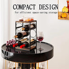 Wood Countertop Wine Rack No Need Assembly 6 Bottles Black + Rustic Brown