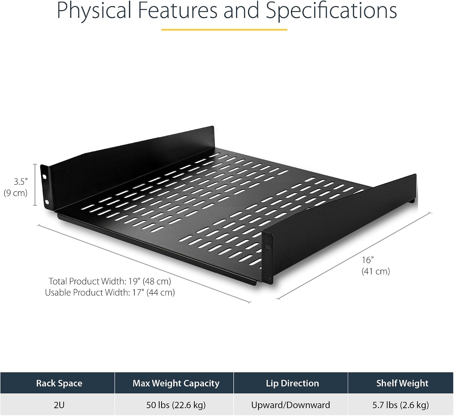 ONE_WRAP Tape ¾ x 25 Yard Double Sided Self Gripping Roll, 189645, Black & StarTech.com 2U Server Rack Shelf - Universal Vented Rack Mount Cantilever Tray for 19" Network