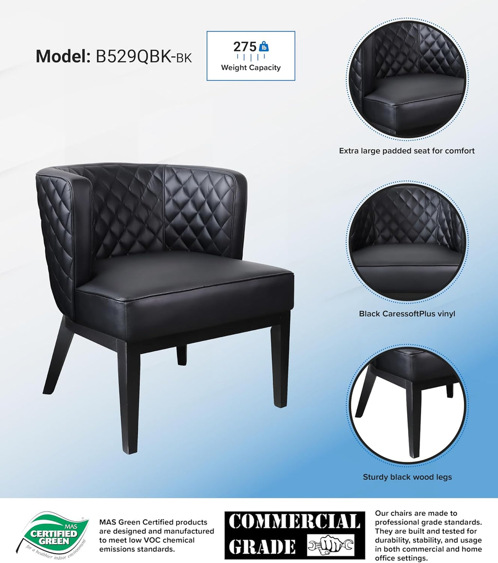 Boss Office Products Black Boss Office Ava Quilted Guest, Accent Or Dining Chair, 29" d x 25.5" w x 28" h (B529QBK-BK)