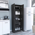 Multistorage Pantry Cabinet,Five Shelves,Double Door Cabinet for Kitchen,Laundry,Living Room,Bedroom-Black,23.6 * 11.8 * 11.8