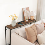 MAHANCRIS Console Table, Narrow Sofa Table, 43.7” Entrance Table with Power Station, Behind Couch Table, Simple Style, for Living Room, Hallway, Entryway, Foyer, Rustic Brown and Black CTHR112E01