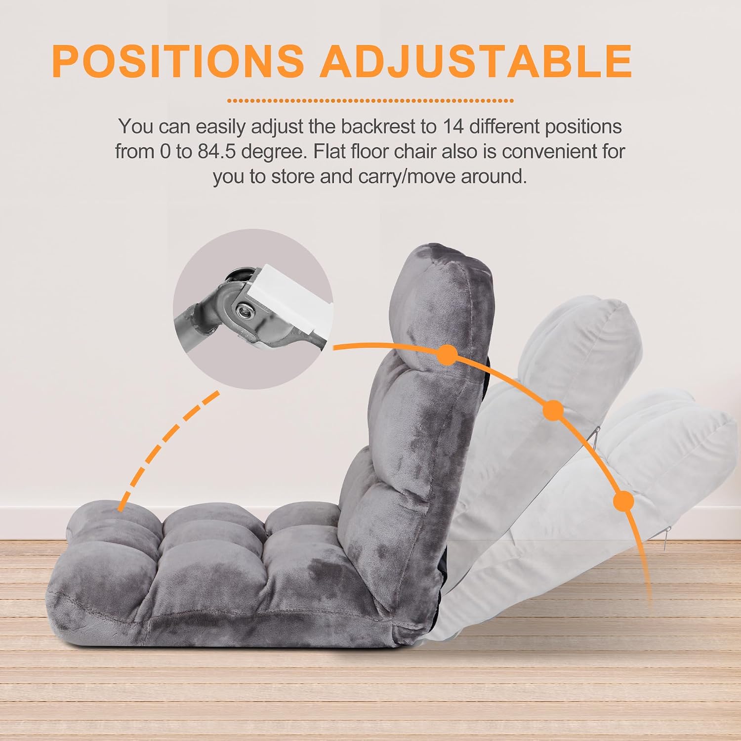 SUPER DEAL 14-Position Folding Floor Chair Gaming Sofa Cushioned Padded Reclining Bed Lounge Couch Seating for Comfy Reading, Reading, Gaming, Relaxing, Watching TV