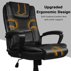 OFIKA Office Chair Computer Desk Chair Gaming - Ergonomic High Back Cushion Lumbar Support with Wheels Comfortable Black Leather Racing Seat Adjustable Swivel Rolling Home Executive (Black)
