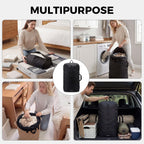 Travel Laundry Bag, Foldable Dirty Clothes Bag with Dual Zipper Opening, 40L Reusable Waterproof Laundry Bag, Large Capacity Travel Bag for Wet or Dirty Clothes for Travel, Camping & Storage (Black)