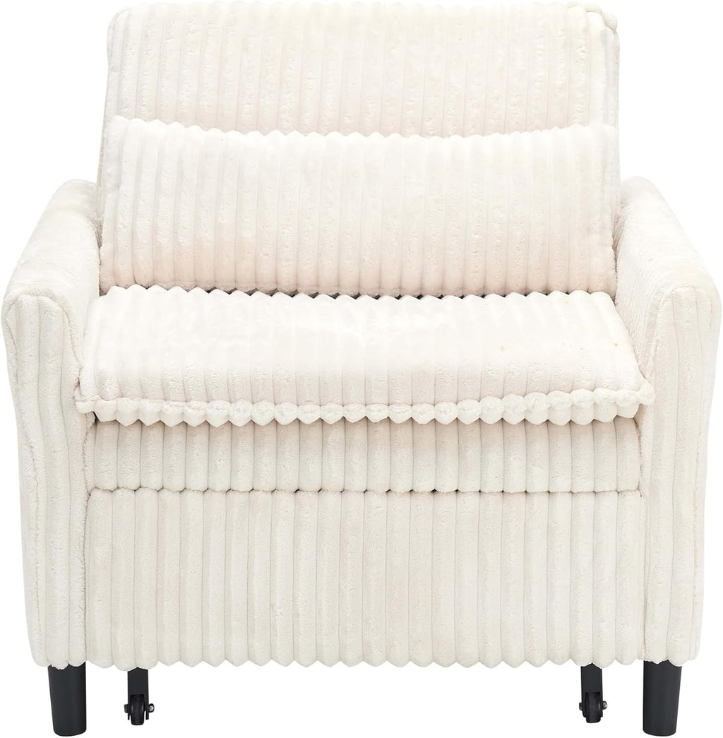 Foldable Sofa Bed Chair for Small Spaces, Comfortable Lounger with Pillow for Apartment, Bedroom, Balcony, Multi-Reclining Positions, Compact and Space Saving (Beige)