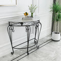 Console Table Decor Entryway Marble Scalloped Tables Behind,Half Moon Console TableFaux Marble Top Entryway Table with Ele Metal Scroll Legs SemiCle Accent Table for Hallway & Living Room (B
