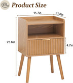 AWASEN Fluted Night Stand Set 2, Mid Century Modern Bedside Table Set of 2 with Storage Drawers, Wood Night Stand Side Table with Solid Wood for Living Room, Bedroom, Office and Small Space (Brown)
