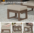 EAGLE PEAK Natural Cedar Outdoor Patio Ottomans with Removable Cushions, Set of 2, Outdoor Real Wood Footrest Contemporary Décor for Deck, Porch, Balcony and Backyard, Brownish/Beige