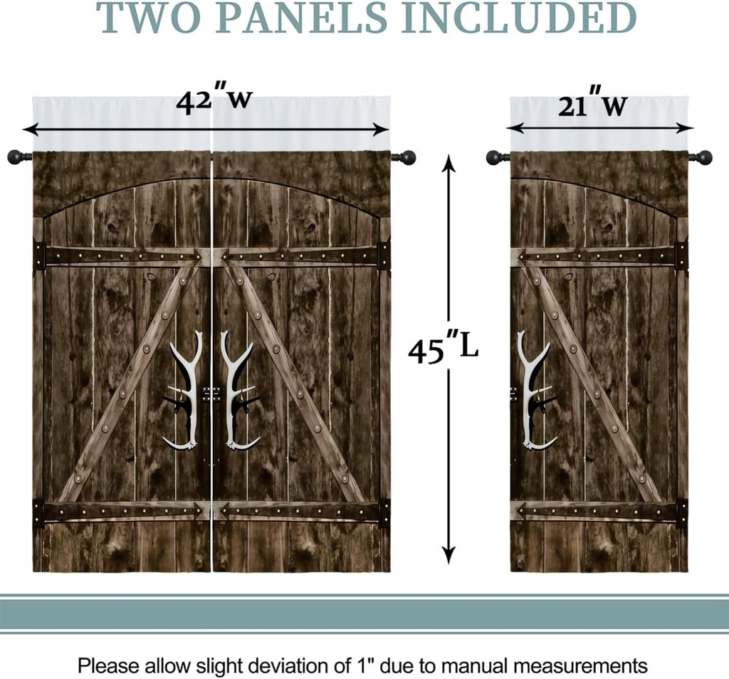 Rustic Wooden Barn Door Boy Girls Blackout Curtains, Brown Wood Door Farmhouse Village Rural Retro, 2 Panel Rod Pocket Thermal Insulated Drapes for Bedroom LivingKids Room Deco 42x45 inch