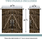 Rustic Wooden Barn Door Boy Girls Blackout Curtains, Brown Wood Door Farmhouse Village Rural Retro, 2 Panel Rod Pocket Thermal Insulated Drapes for Bedroom LivingKids Room Deco 42x45 inch