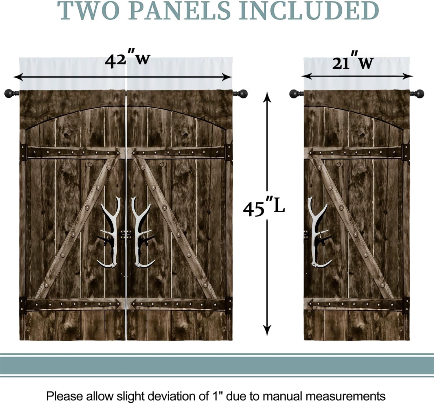 Rustic Wooden Barn Door Boy Girls Blackout Curtains, Brown Wood Door Farmhouse Village Rural Retro, 2 Panel Rod Pocket Thermal Insulated Drapes for Bedroom LivingKids Room Deco 42x45 inch