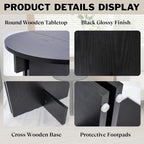 Ya-Home Black Round Side Table, Modern Accent Coffee Table End Table with Wooden Frame, Small Side Plant Stand Nightstand for Living Room/Corners, Small Space