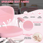Adjustable Kids Desk Chair, Ergonomic Children Study Computer Chair with Footrest & Flip-up Armrest, Mesh Student Teen Task Chair with Wheels, Kids Office Chair for Boys Girls (Pink-White)