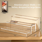 JUESHA 3 Tiers Bar Shelves for Liquor Bottles (Patent: D1076520S) | 15" Bar Organizer for Countertop, Clear Acrylic Risers Display Racks Stands for Figures Pops Cupcake Perfume Collections