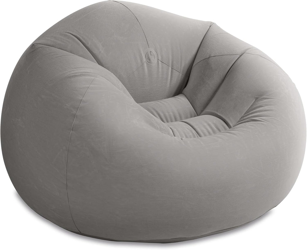 INTEX 68579EP Beanless Bag Inflatable Lounge Chair: Corduroy Textured Flocking – Durable Vinyl – Folds Compactly – 220lb Weight Capacity – 45" x 45" x 28"