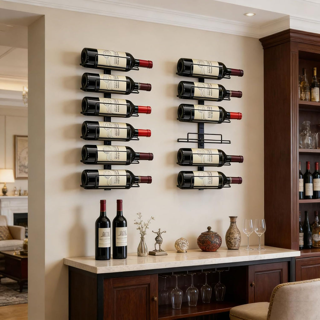 Wall Mount Wine Rack – 12 Bottles – Wine Bottle Holder for Wall