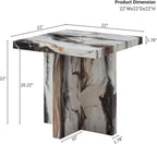 Roundhill Furniture Cavira Modern Faux Marble Living Room Side Table, Off-White