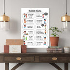 YFET Positive House Rules For Kids Family Art Wall Decor Posters Classroom Therapy Room Gifts Frame 12x18inch