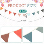 Oudain 2 Pcs Pennant Banner Flags Nursery Garland Triangle Bunting Flags Playroom Wall Decor Banner for Nursery Baby Shower Birthday Boho Wedding Party Event, Each 7.75 ft(Mixed Color)