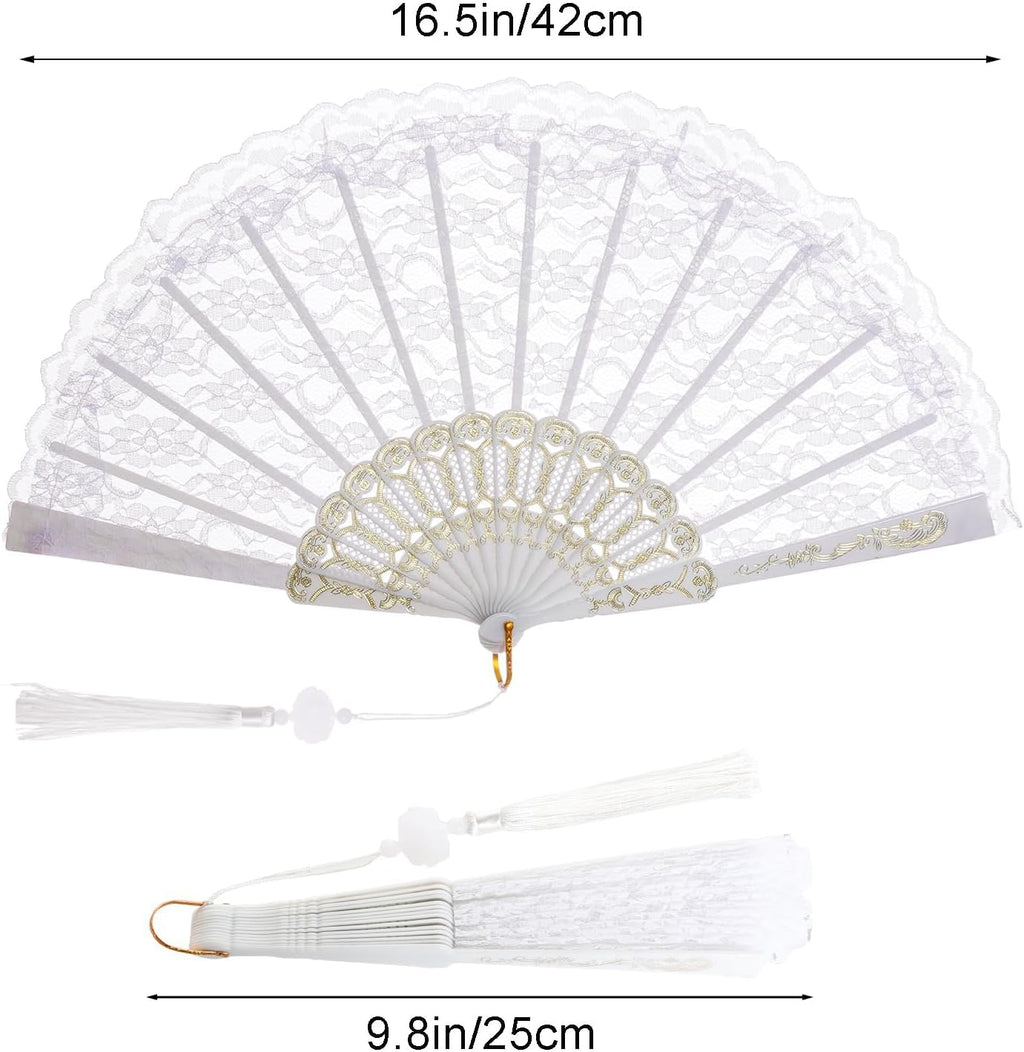 Lace Hand Folding Fan, Floral Handheld Fan for Women, Foldable Fans Hand Fans for Wedding Tea Dancing Party