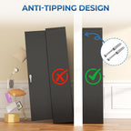 INTERGREAT Metal Wardrobe Cabinets with Lock, 72" Clothing Storage Cabinets with Hanging Rod and 4 Adjustable Shelves, Armoire Wardrobe for Office, School, Employee, Government, Black