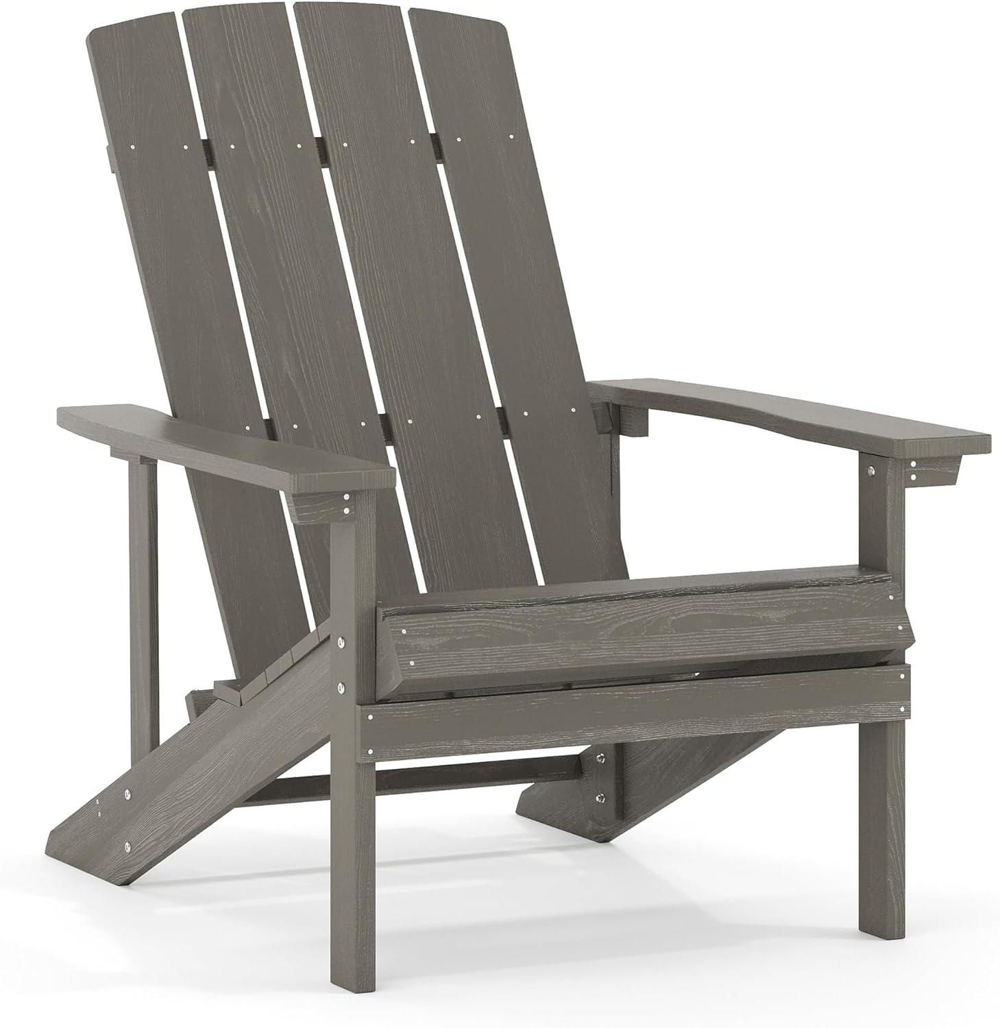 Flash Furniture Set of 2 Savannah Adirondack Rocking Chairs and Charlestown Adirondack Chair, 350-lb Capacity, Polyresin Wood Style, Gray