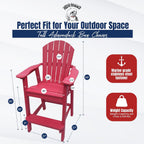 Phat Tommy Tall Adirondack Chair - HDPE Outdoor Furniture - Poly Adirondack Bar Stool - Heavy, Stress Free Furniture for Balcony, Deck, Patio, Front Porch, Cranberry Red