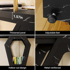 FUSUNBAO 47.3" Console Table,Openwork Bracket Sofa Table, Wood Narrow Entryway Table for Hallway, Behind The Couch, Living Room, Foyer, Easy Assembly (Black Marble Texture)