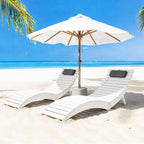 LETKIND Folding Pool Lounge Chairs Set of 2, Pre-Assembled HDPE Lounge Chair in-Pool Use, Patio Chaise Lounge Chair with Cup Holder Ideal for Hotel, Poolside, Beach & Sun Decks, White
