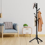 Coat Rack, Coat Racks Freestanding with 8 Hooks 3 Adjustable Heights for Clothes, Hats, Handbags, Coat Tree Easy Assembly for Entryway, Bedroom, Hallway, Office(Black)