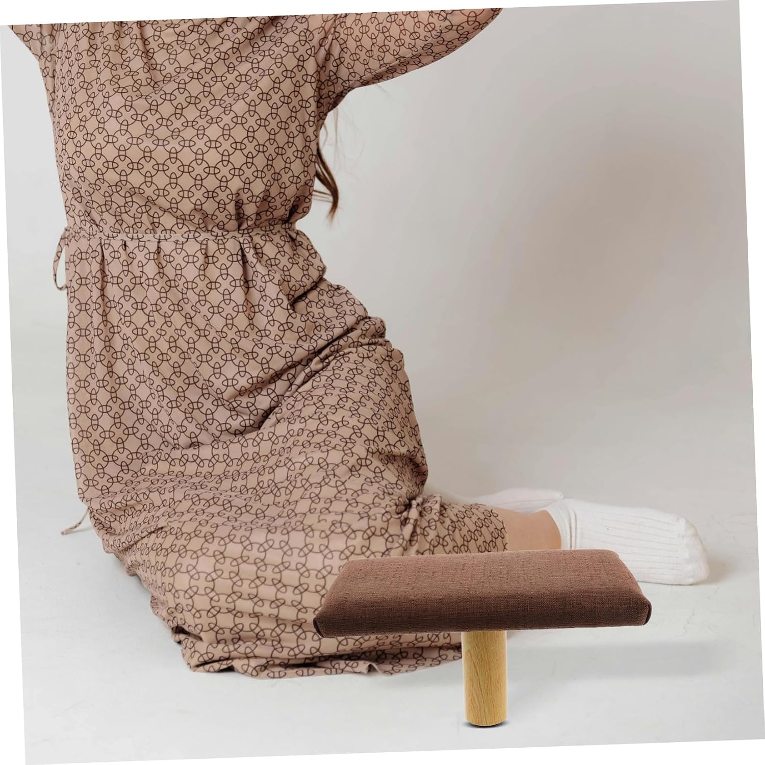 Ergonomic Wooden Prayer Bench with Cotton Cloth Cushion, Versatile Sitting Stool, and Activities at Home