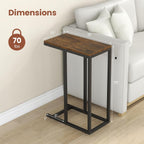 HOMGX C-Shaped Sofa Side Table, Industrial End Table with Metal Frame, Compact Bedside Table, Couch Side Table for Bedroom, Study, Living Room (Rustic Brown)