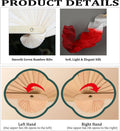 1 Pair(Left+Right) Belly Dance Faux Silk Veil Fans Bamboo Long Dance Fans Veil for Dancing Performance Stage Shows