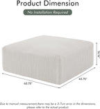 Gericco 113" Modular Sectional Couch, Cloud Boneless Sofa with Deep Seats, Upholstered Corduroy Square Stuffed Ottoman Pouf, 40 * 40 Inch Furry & Fluffy Movable Foot Stool for Living Room, Beige